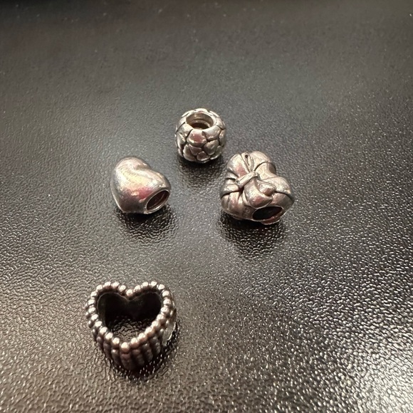 Pandora Silver Heart and Bow Bracelet Charms - Picture 7 of 9